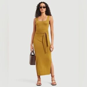 Modern Citizen Kelis Tie Waist Dress in Cumin size L